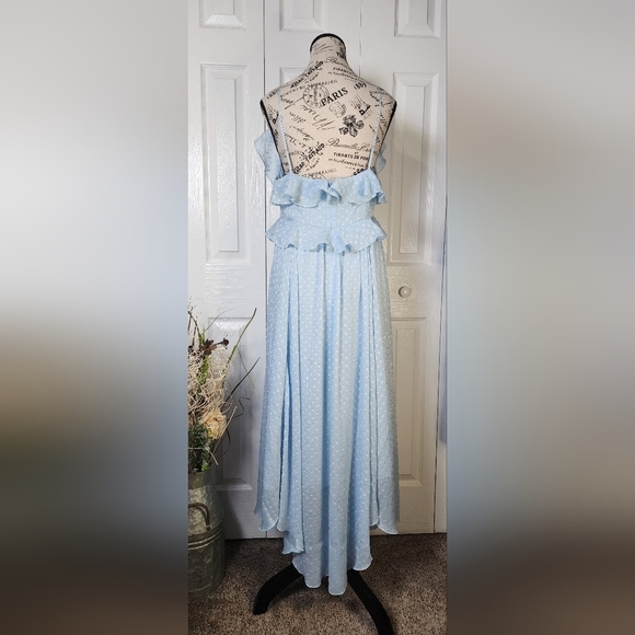 Chelsea 28 Women's Ruffle Neck Midi Dress in Blue Falls Size M - Picture 3 of 15